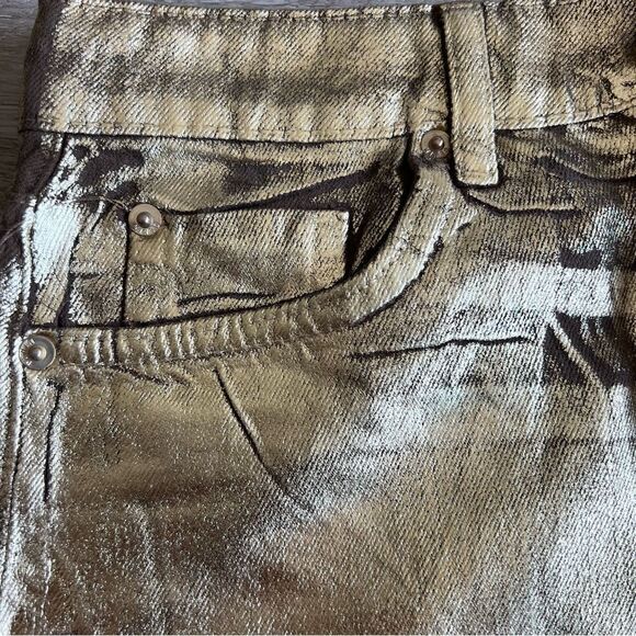 STRADIVARIUS Coated Mini Skirt Cotton In Gold Color Size 4. - Picture 6 of 9